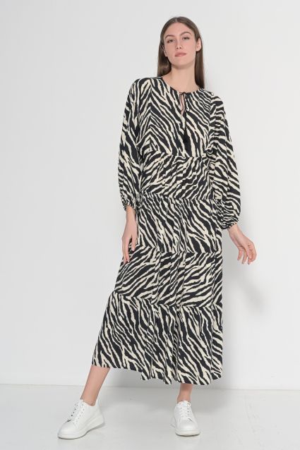 Φόρεμα maxi με print ζέβρα
