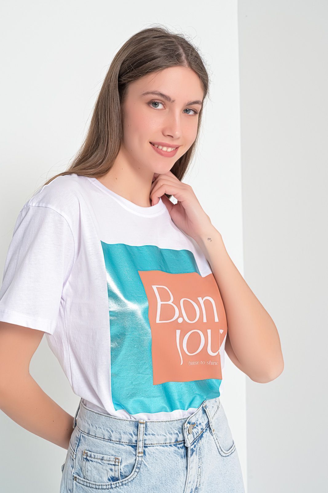 T-shirt με στάμπα Bon Jour